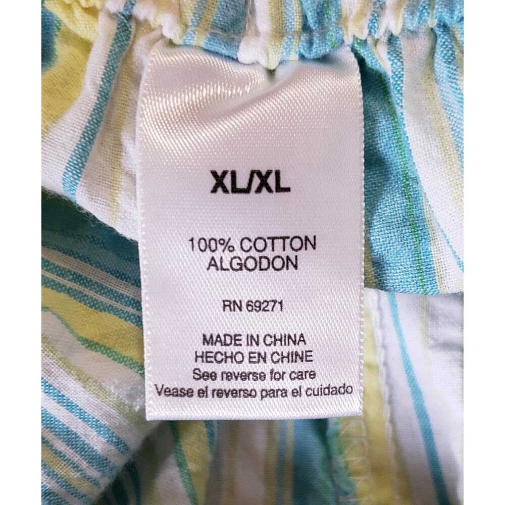 vintage size XL green & blue cotton casual capri pants - Picture 4 of 6